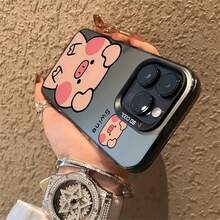 Funda de Teléfono con Diseño de Cerdo Encantador para Modelos de 16/16Plus/16Pro/16Promax, 15/15Plus/15Pro/15Promax, 14/14Plus/14Pro/14Promax, 13/13Pro/13Promax, 12/12Pro/12Promax, 11/11Pro/11Pro Alta Calidad Hermosa17  17promax - Negro - Ver 4