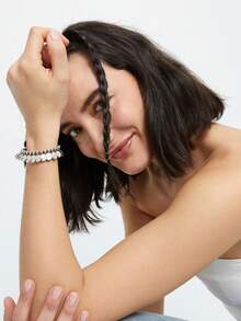 1PC New Simple And Fashionable Street Y2K Asymmetric Cross Clover Round Tassel Braided Bead Bracelet, Suitable For Men And Women's Daily Matching, Suitable For Party And Birthday Gifts Autumn/Winter Halloween