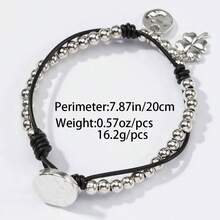 1PC New Simple And Fashionable Street Y2K Asymmetric Cross Clover Round Tassel Braided Bead Bracelet, Suitable For Men And Women's Daily Matching, Suitable For Party And Birthday Gifts Autumn/Winter Halloween