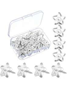 50pcs/100pcs Star-Shaped Plastic Clear Thumb Tacks With Plastic Box, For Bulletin Board, Photo, Map, Poster Decoration, Home, School, Office Use