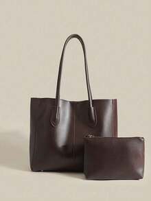 Bộ túi tote mẹ và con gái, thích hợp đi học, đi làm và du lịch, túi công sở bắt mắt dành cho phụ nữ, túi xách lớn thời trang mới dành cho phụ nữ - Cà phê nâu - Xem 1