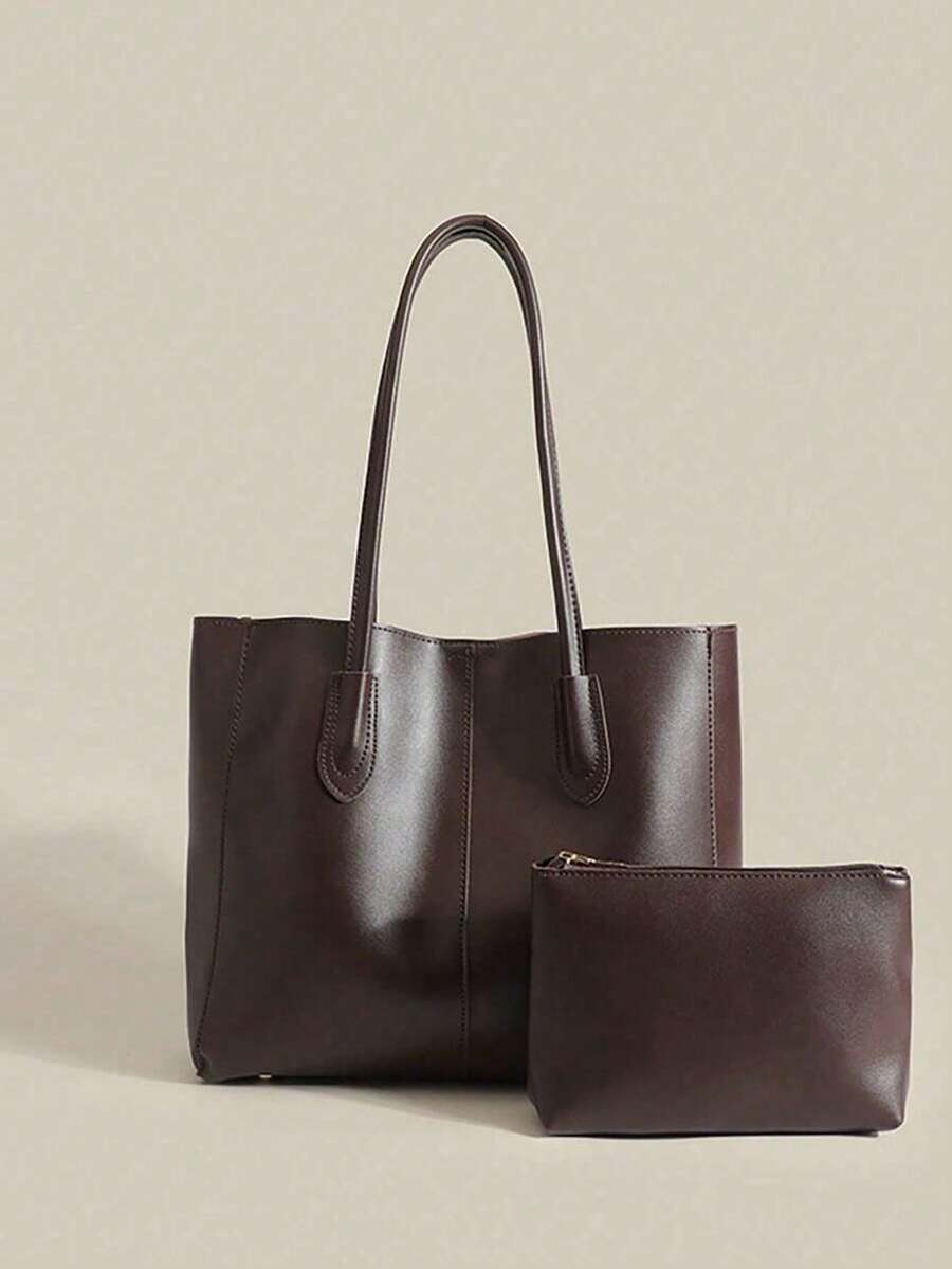 Bộ túi tote mẹ và con gái, thích hợp đi học, đi làm và du lịch, túi công sở bắt mắt dành cho phụ nữ, túi xách lớn thời trang mới dành cho phụ nữ - Cà phê nâu - Xem 1