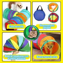 Túnel para gatos, tubo de túnel colorido, juguete para gatos y mascotas, tubo de túnel plegable, en forma de T de tres vías, adecuado para gatitos, conejos, hámsteres, erizos y pequeños animales - S - Ver 3