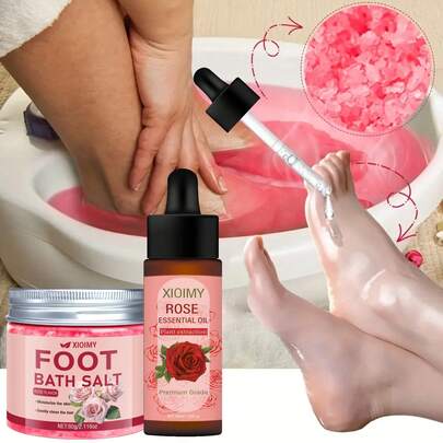  XIOIMY 2 Pieces Rose Foot Care Set, Foot Bath Bomb For Deep Cleansing, Essential Oil Moisturizing, Suitable For Dry And Cracked Feet During Season Change, Long-Term Use Leaves Soft And Smooth Skin, Great Gift For Women