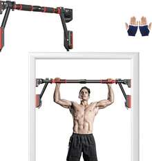 Barra de Dominadas de Puerta Barra de Entrenamiento de Fuerza Antideslizante sin Tornillo Ajustable Pull Up Bar con Mecanismo Bloqueo Barra de Ejercicio Fácil Instalación Pared Gimnasio Interior Casa - 1 - Ver 7