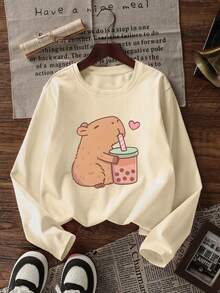 3 件套青少年女孩印花长袖 T 恤，适合秋冬季青少年女孩，年轻学生服装，适合外套和分层穿着 - 彩色 - 查看 4