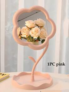 1个带托盘的花朵造型化妆镜，可旋转桌面镜，适合宿舍使用，便携式梳妆镜，可用于书桌、卧室、浴室、客厅等家居装饰，是夏秋两季的理想化妆镜，也是圣诞节/万圣节/情人节送给朋友、家人和学生的礼物。 - 深褐色 - 查看 6