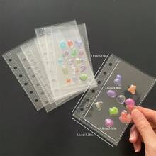 A7彩色透明便携式活页夹双按扣设计更美观交易卡活页夹透明贴纸簿封口簿贴纸簿照片收纳袋可当相册省钱计划手册笔记本贴纸簿办公文具用品 - 彩色 - 查看 14