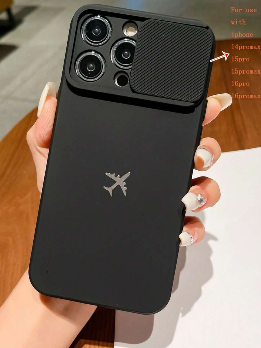 时尚新款金属飞机标志防摔手机壳保护套适用于 iPhone11/12/13/14/15/16 PROMAX 防水防震防刮 - 黑色 - 查看 1