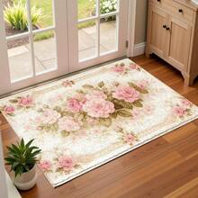 1pc Vintage Floral Machine Washable Area Rug/Door Mat/Kitchen Mat/Laundry Mat/Bath Mat, Rectangular, Polyester Faux Wool With TPR Backing, For Entryway, Bedroom, Living Room, Kitchen Floor Decor - Multicolor - View 13
