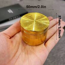 1.6/2/2.5英寸金属金币草药研磨器四层研钵杵手动粉碎机锌合金磨烟草研磨器香烟雪茄工具吸烟配件礼品 - 金色 - 查看 5