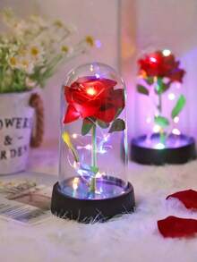 1pc Realistic Rose Lamp - With Lighting, Charming Red Rose LED Night Light - Battery Powered, Ideal For Bedroom And Desk Decor, Perfect Gift For Christmas, Mother's Day And Valentine's Day