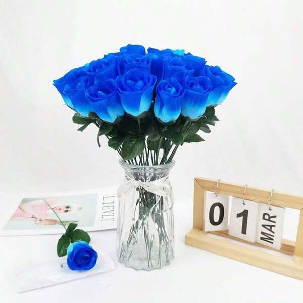 Ramo de flores de rosa artificial, decoración de flores de seda para sala de estar, boda, Día de San Valentín, Día de San Valentín, cascada de rosas