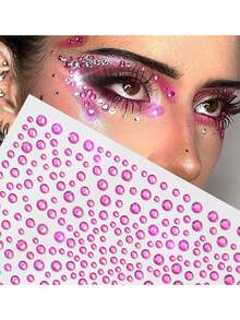 1 件多尺寸绿色 3D 人造宝石面部珠宝贴纸，DIY 音乐节 Y2K 化妆服装派对面部宝石装饰 - 綠色 - 查看 12