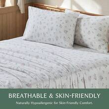 Black Sheets, Deep Pocket, 1800 Thread Count, Soft Breathable, Cute Printed Boho Farmhouse Bed Sheets, Up To 18 Inch - White and Pink - View 6