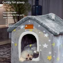 Dog House Indoor Memory Sponge Foldable Dog House Kennel Bed Mat With Cushion For Small Medium Large Dogs Cats Winter Warm Cat Nest Puppy Cave Sofa Pet Products XL - 灰色 - 查看 4