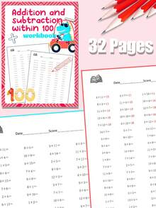 5pcs Reusable Math Practice Notebooks. Suitable For Elementary Grade 1-3 Math Workbooks, Addition & Subtraction Practice Books, 32-Day Timed Addition & Subtraction Arithmetic Practice Notebooks