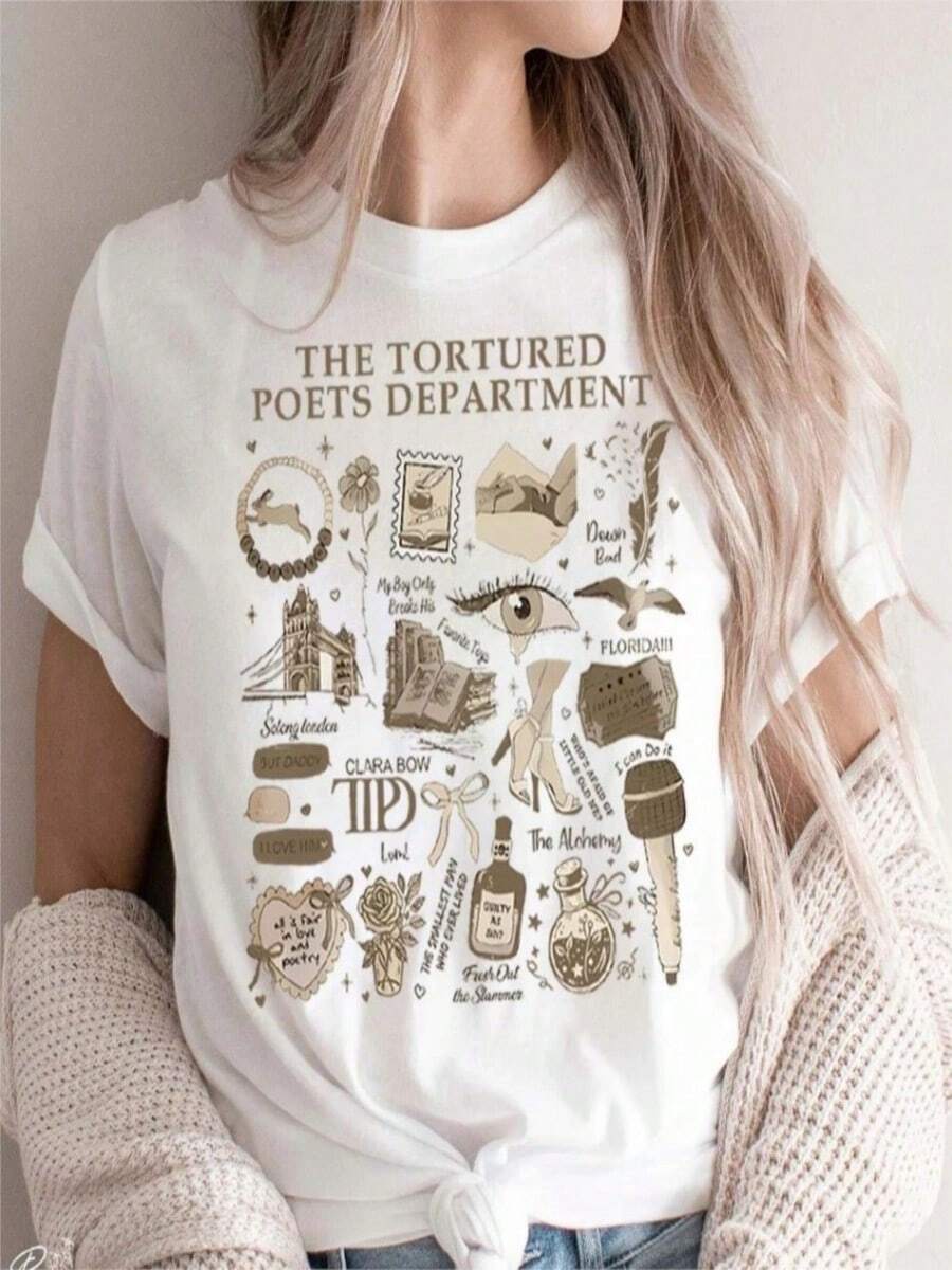 Refreshing Summer Music Lover Concert Fans Tee T-Shirts Eras Tours New Album TTPD The Tortured Poets Department Shirt Quality Cotton  Women Clothes - trắng - Xem 1