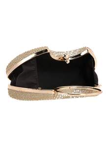Women's Fashion Round Handle Rhinestone Decorated Evening Bag Tote Party Handbag