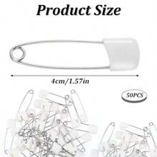 50 Pcs Stainless Steel Safety Pins With Locking Closures For Clothing Fastening And Diaper Securing 4CM Length Durable And Reliable For Everyday Use In Fashion Crafting And Baby Care Applications - trắng - Xem 3