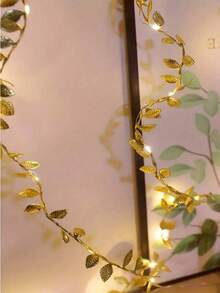 1Pc 78-Inch Gold Leaf Fairy Light String, Gold Leaf Garland, Indoor Holiday Garland Fairy Lights (Batteries Not Included), Suitable For Wedding Table Centerpieces, Wedding Backdrops, Room Decor,Bridal Shower Engagement Party Decoration,Valentine's Day Decorations - Multicolor - View 9