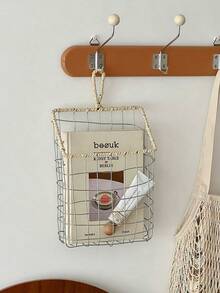 Prateleira flutuante Farida Bio de 1 peça, estante de parede e porta-revistas - Organizador de armazenamento suspenso de metal trançado à mão, moderno e minimalista, adequado para quartos e banheiros - Decoração de casa que economiza espaço, prateleira de banheiro, design moderno, superfície lisa