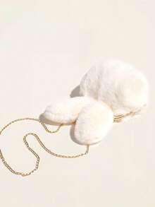 1pc Plush Rabbit Crossbody Bag, Korean Style Cute Handbag With Furry Ball Decoration, Autumn/winter - White - View 11
