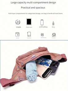 2026 Solid Color Quilted Waist Bag - Casual Large Capacity Zipper Chest Bag Bum Bag, Adjustable Crossbody Bag, Daily Use, Lightweight And Waterproof, Waist Bag Women's High-End Crossbody Bag Women's Sports All-Match High-Quality Light Luxury Women's Bag, Christmas Gift, Halloween Gift, Thanksgiving Gift, New Year Gift,Mother's Day,Mom,Mother's Day Gift,Flower,Jewelry,Mother's Day Decorations,Mother's Day Party Supplies,Women,Pink,Gift Set - 藍色 - 查看 6