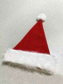 1 peça de chapéu de Papai Noel de veludo para meninos e meninas, chapéu de festa de Natal e Ano Novo, chapéu de Papai Noel vermelho, decoração de Natal, presente de Natal, fantasia de festa, pelúcia fofa, decoração de casa, tamanho grande