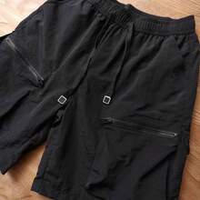 Men's Cargo Shorts With Multiple Pockets, Zipper And Quick-Drying Pants, Thin And Wear-Resistant - 黑色 - 查看 2
