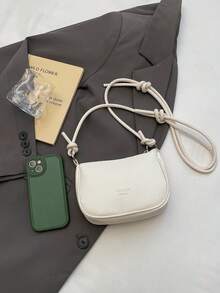 Mini Lychee Texture Crossbody Bag For Women, New Stylish Compact Versatile Daily Bag - White - View 3