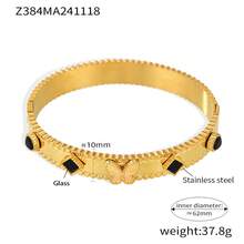 4 件/套 18K 镀金不锈钢蝴蝶手链，适合女性日常佩戴，波西米亚风格，镶嵌彩色方晶锆石，大方个性化奢华黄金首饰，婚礼腕饰套装，女孩、女士、妈妈、亲戚、朋友，美丽的婚礼、生日、母亲节、女朋友情人节礼物 - 彩色 - 查看 7