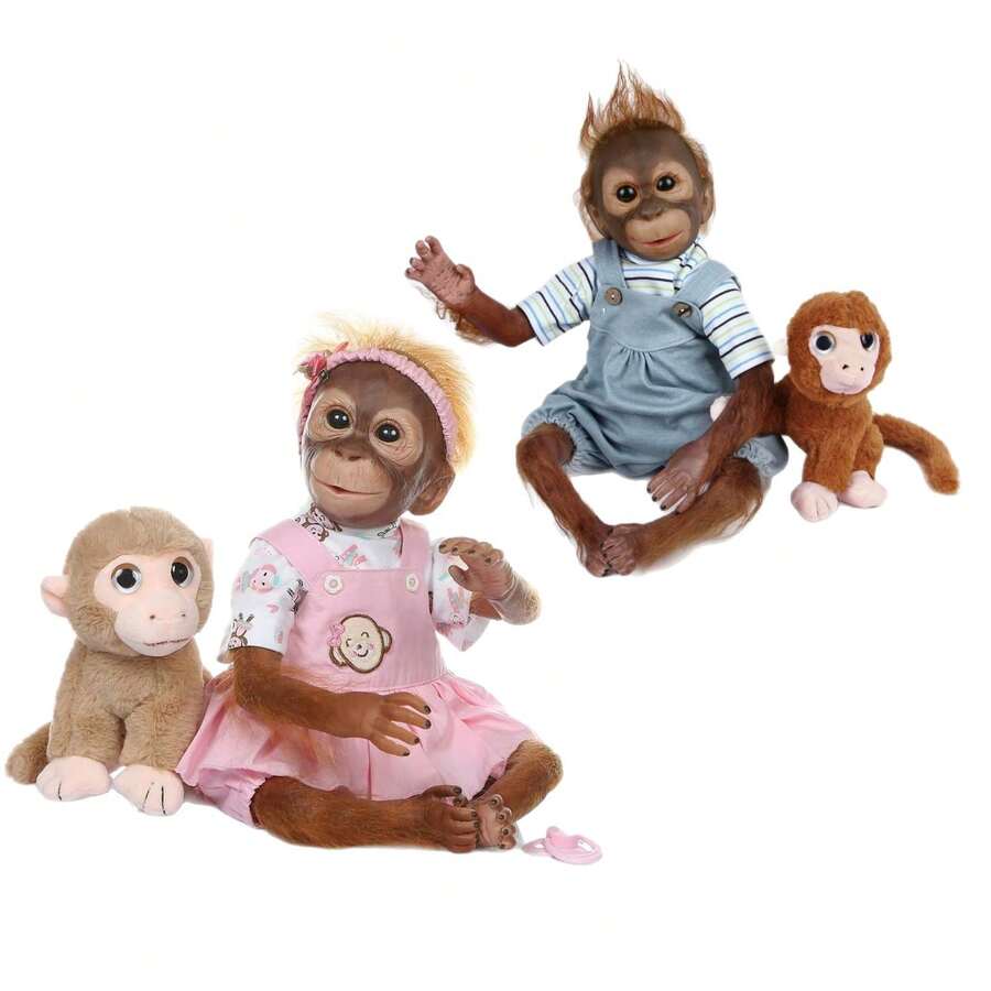 Realistics Reborn Doll 3D Skin Monkey Full Vinyl 20 Inch Gift Christmas New Year Birthday - Blue - View 1