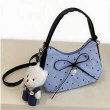 Borsa a tracolla unica stile Ins, novità estiva 2025, borsa coreana alla moda con fiocco, borsa sotto braccio con pendente