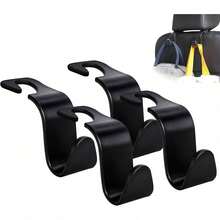 Car Seat Headrest Hook 4 Pack Hanger Storage Organizer Universal For Handbag Purse Coat Fit Universal Vehicle Car Black S Type - 粉色 - 查看 9