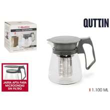 ZYLX SHOPPING – Jarra de Infusiones Quttin con Filtro Acero Inoxidable 1100 ml / 1500 ml Vidrio Borosilicato - Gris - Ver 1