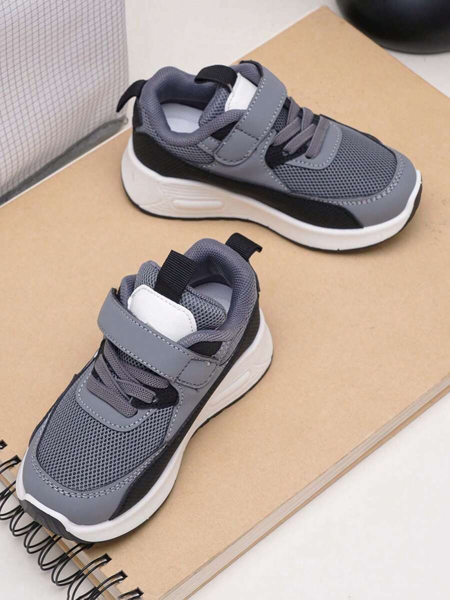 1双儿童软底防滑网面透气轻便魔术贴运动鞋，休闲时尚户外徒步跑步鞋，适合所有季节 - 藍色 - 查看 1