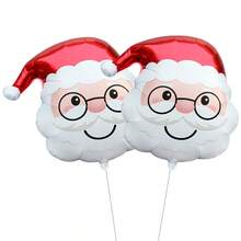 77*77cm Large Christmas Santa Claus Head Foil Balloons Helium Balloon Christmas Party Decorations Navidad 2026 - Multicolor - View 6