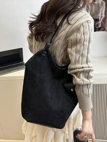 Fashionable Large Capacity Shoulder Tote Bag For Women, Design - Black - View 4