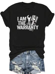 Soy el tipo de reparación de piezas de automóvil de garantía de carrera. Camiseta divertida de mecánico para mujeres y unisex, de verano, casual, transpirable, de personalidad, de cuello redondo, de manga corta, de ropa urbana, versátil, adecuada para adolescentes y adultos - Negro - Ver 1