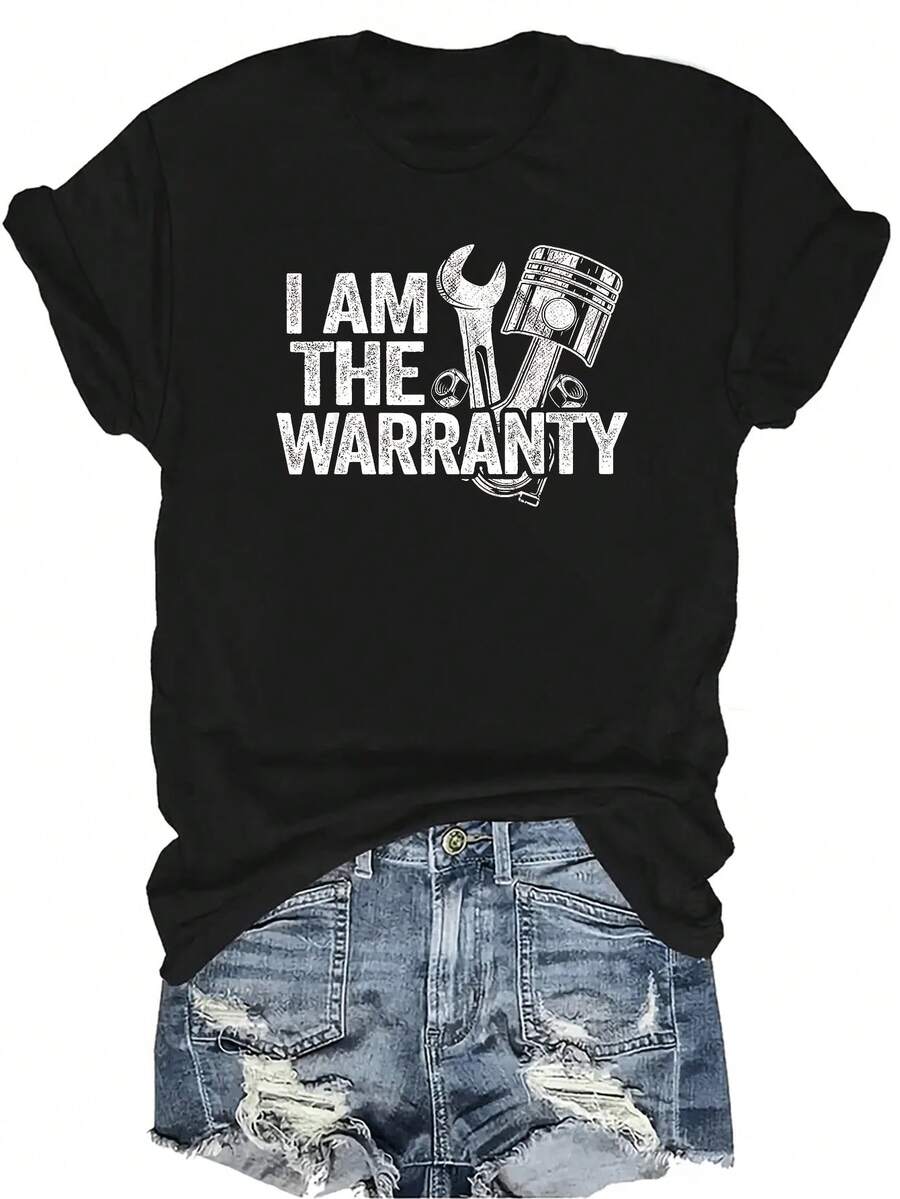 Soy el tipo de reparación de piezas de automóvil de garantía de carrera. Camiseta divertida de mecánico para mujeres y unisex, de verano, casual, transpirable, de personalidad, de cuello redondo, de manga corta, de ropa urbana, versátil, adecuada para adolescentes y adultos - Negro - Ver 1
