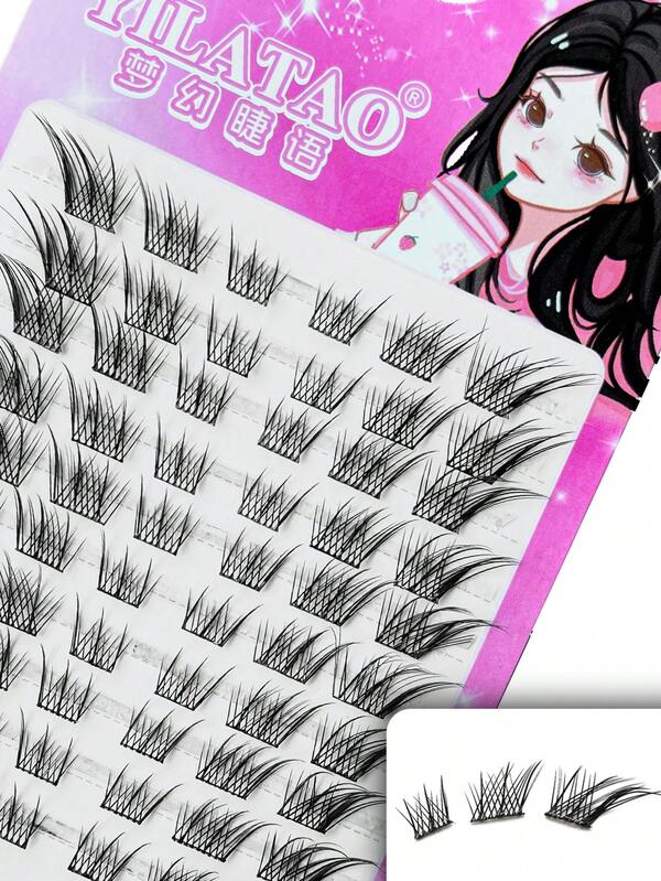 60PCS Su Daji Fox Eyelashes Set – Natural Wispy Cat Eye Lashes, Voluminous Fluffy 3D Effect, Reusable Strip Lashes For Daily Makeup & Party