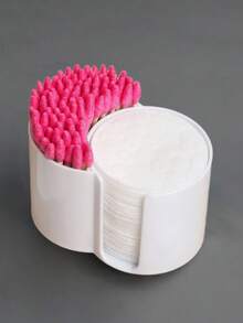 Qtip Swab Organizer, Bathroom Cup And Dental Floss Holder, Round Paper Towel Cup And Dental Floss Storage Box, Bathroom Storage Box, Dressing Table Cosmetic Storage Box. - White - View 2