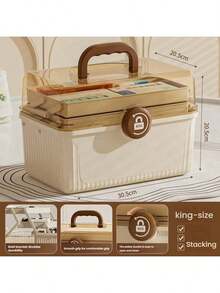 Große Kapazität Kunststoff Staubdichte Medizinbox, einfach und praktisch zu tragen, Medizin Aufbewahrungsbox, Erste-Hilfe-Kasten, Haushalts-Aufbewahrungsbox, Medizinischer Erste-Hilfe-Kasten, Medizinische mehrstöckige Medizinbox, Notfall-Aufbewahrungsbox, Familien-Tragetasche