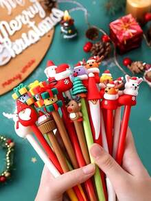 20 piezas - Bolígrafos navideños, bolígrafo de bola navideño de 0.5 mm con tinta de gel negra, bolígrafo de personaje navideño, bolígrafo de gel de dibujos animados navideños adecuado para útiles escolares y de oficina, papelería creativa de oficina, bolígrafo neutro de expresión demoníaca, bolígrafo de regalo lindo para Halloween, bolígrafo a base de agua, bolígrafo de firma de oficina, bolígrafo de rodillo negro de 0.5 mm a granel para suministros de fiesta de Halloween y Acción de Gracias, estilo aleatorio, Navidad
