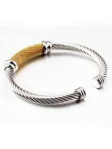 1pc Stainless Steel Wire Rope Bracelet, Hip-Hop Style Accessory, Lightweight Luxury Romantic Steady Casual Personalized Design, Versatile For Any Occasion - Multicolor - View 3
