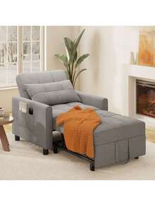 3 In 1 Sofa Bed, Convertible Sofa Bed, Sofa Bed With Bed Function, Sofa Bed With Pillow And Side Pocket, Sofa Bed For Small Apartment - Xám - Xem 8