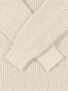 Lightweight Casual Textured Knit Sweater, Loose Fit Round Neck Pullover, Unisex Design, Autumn/Winter - Apricot - View 10