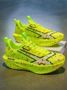 Unisex Lightweight Breathable Running Shoes - Full Carbon Plate Technology - White-Blue-Orange Combination - Low-Top Mesh Design Suitable For Marathon, Sprinting And Casual Wear - Spring/Summer Sports Shoes - Flexible Rubber Sole