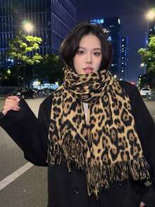 1pc Thin StyleWomen Fashion Bohemian Leopard Painting Navy Blue Marble Print Veil Hijab, Casual Street Wear Hijab For Daily Use, Autumn Headband